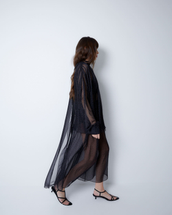 Блуза из шифона в мушку черно-белый