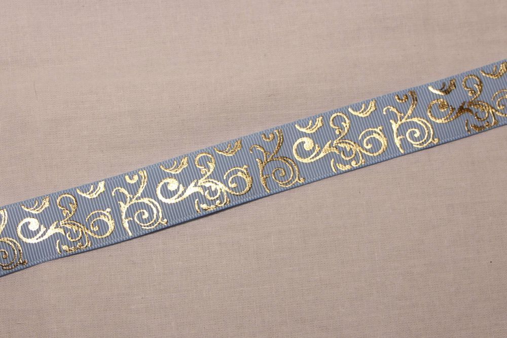 Лента репсовая с рисунком, ширина 22 мм, длина 10 метров цвет: светло-голубой, Арт. ЛР5655-9
