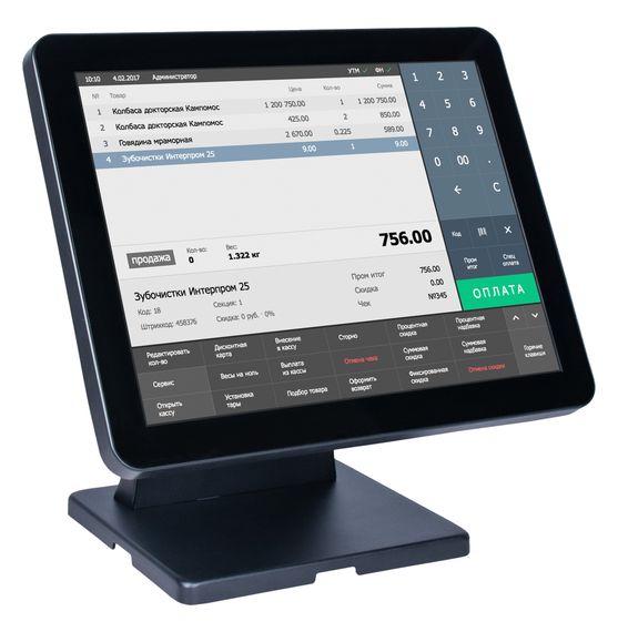 Сенсорный моноблок POScenter Atlas (15&quot;, PCAP, J4125, RAM 8Gb, SSDM2 128Gb, БЕЗ MSR) с Windows