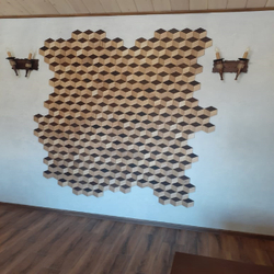 Деревянная мозаика для стен Wood Mosaic Микс Соты