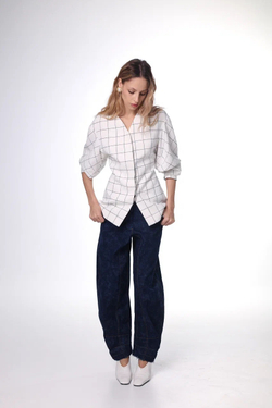 Жакет изо льна крупная клетка