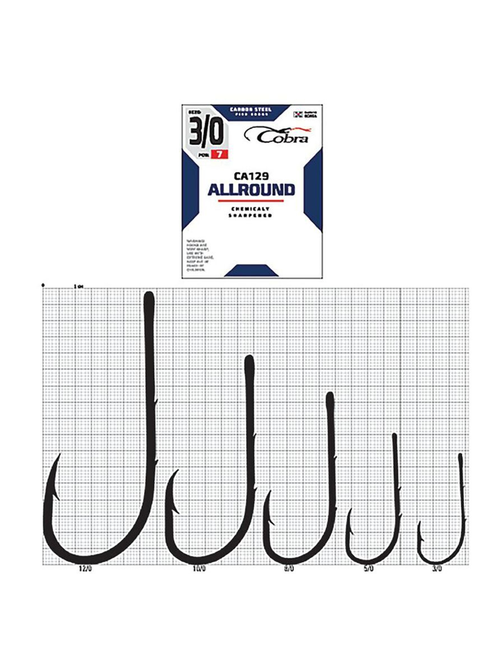 Крючки Cobra Allround BAITHOLDER серии CA129 размер K008/0 (10упк.по 3шт.)
