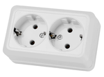 Двойная розетка открытой установки 2П+3 IP20 16А, белая TDM ELECTRIC Ладога SQ1801-0019
