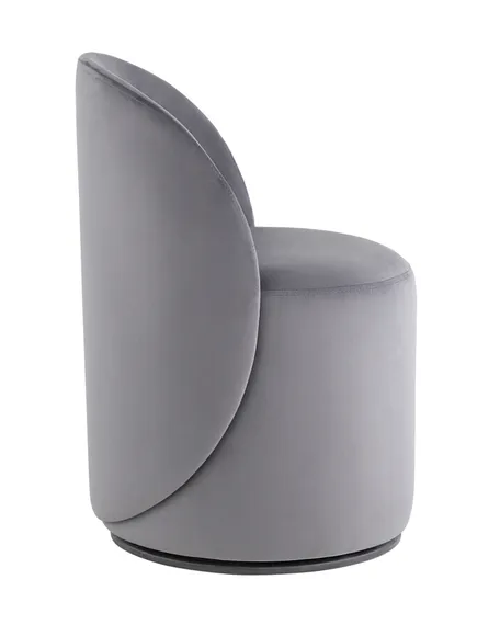 Крутящийся пуф со спинкой Loreen, серый велюр