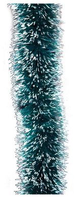 Мишура, 1 штука, диаметр 70 мм, длина 2 м, зеленая с белыми кончиками, 73752