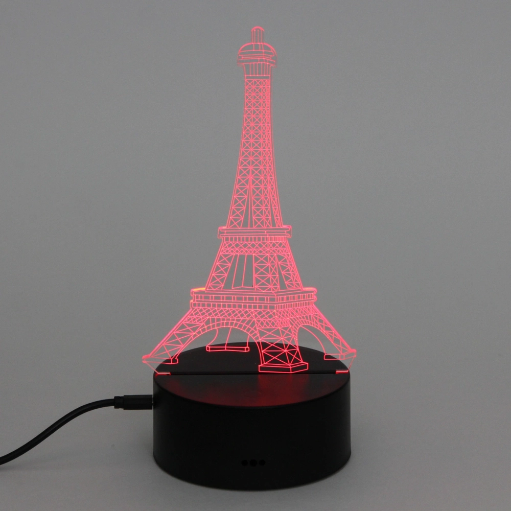 Светильник ночник «3D-Эйфелева башня» на пластиковой подставке, с включателем USB