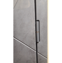 Входная металлическая дверь  с зеркалом RеX (РЕКС) 22 Бетон темный / узкое зеркало Силк сноу (белый матовый, без текстуры)