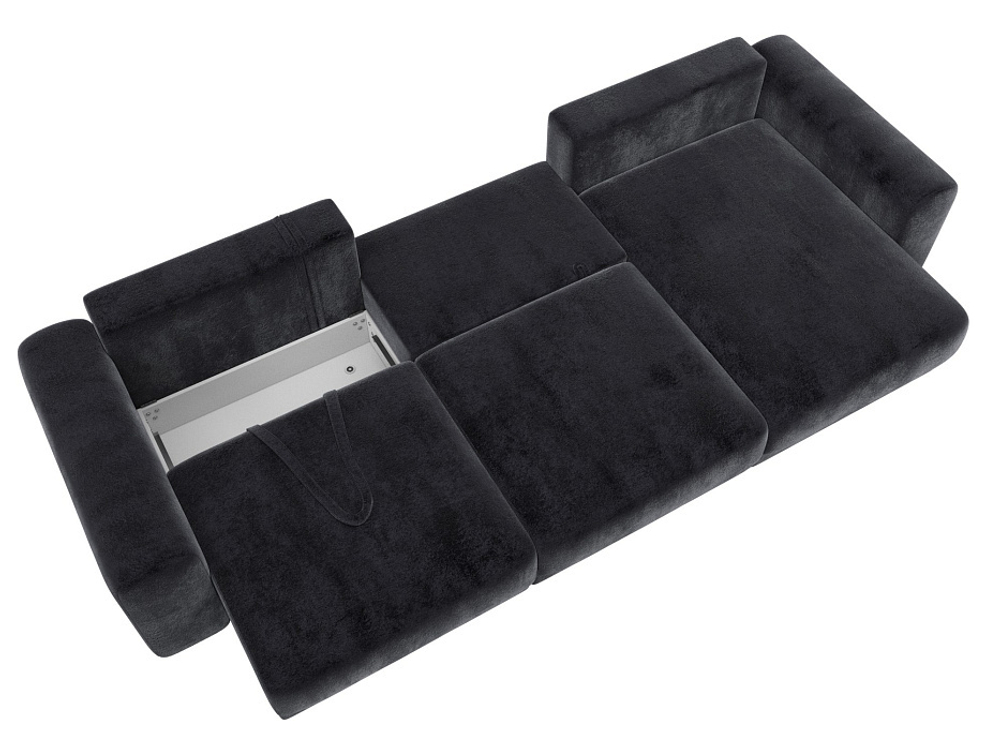 Диван угловой Лига-056 НПБ Лонг угол универсальный ВЕЛЮР TOWER 11 темно-серый