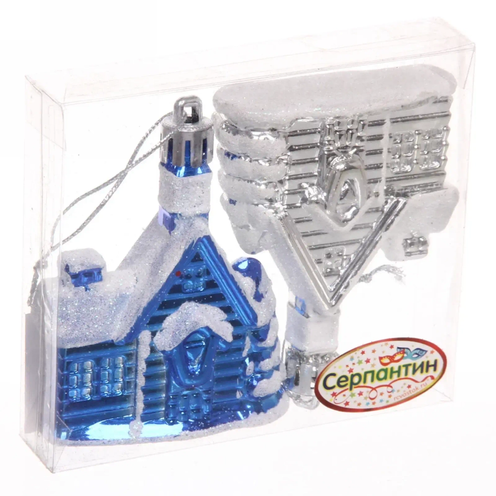 Ёлочные игрушки «Альпийский домик» 8,5см микс цветов (набор 2шт)