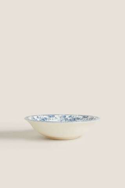 ZARA HOME ЦВЕТОЧНАЯ ФАЯНСОВАЯ ПИАЛА, СИНИЙ