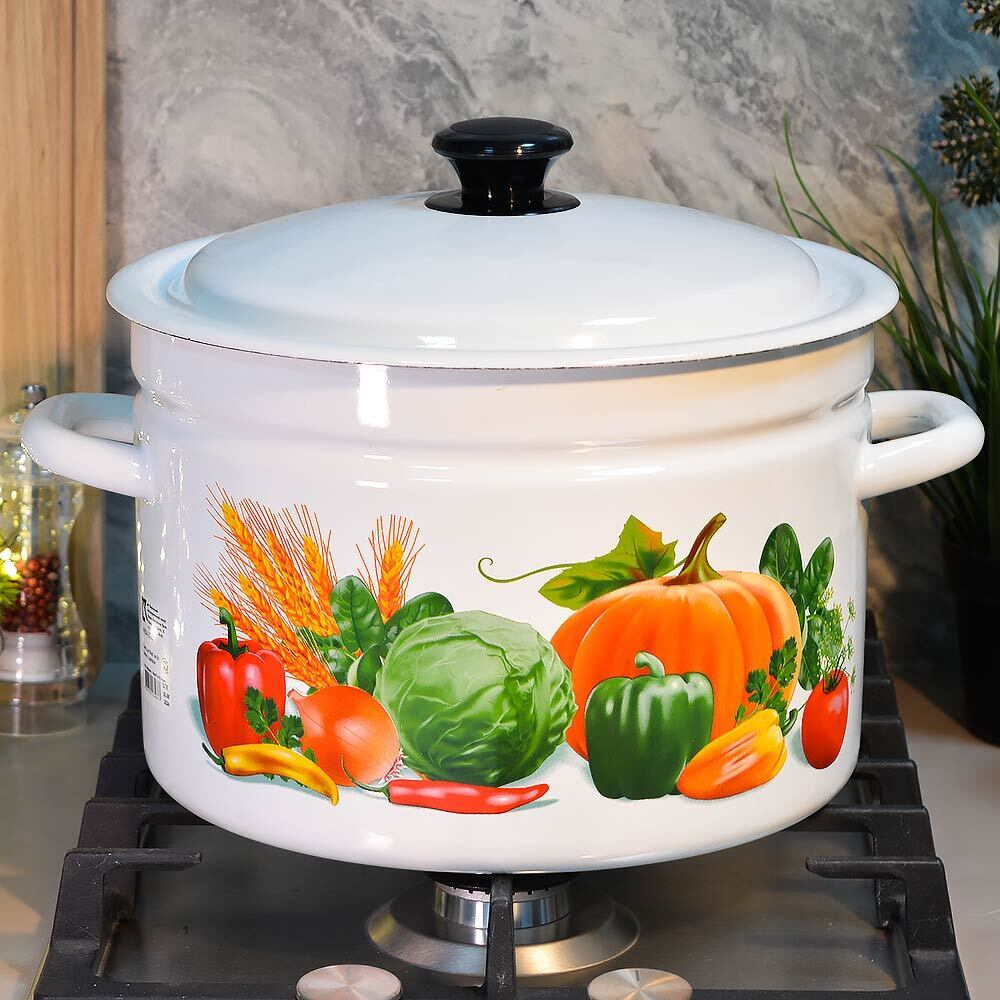 Кастрюля 8л цилиндрическая с рисунком