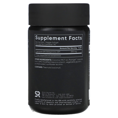 Sports Research, коэнзимQ10, 200 мг, 90 растительных капсул