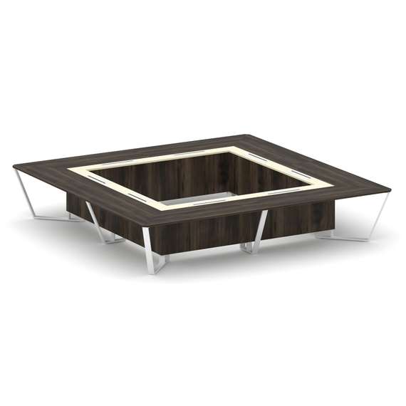 Steel Meet Стол переговорный квадратный KM-PR.B.SP-20K2 Дуб Мали/Ваниль Глянец/Металл Белый 4000*400