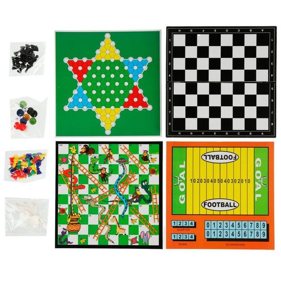 Шахматы 4 в 1 (шахматы,кит.шашки,футбол,змеи и лестницы),кор.23*19*2см ИГРАЕМ ВМЕСТЕ