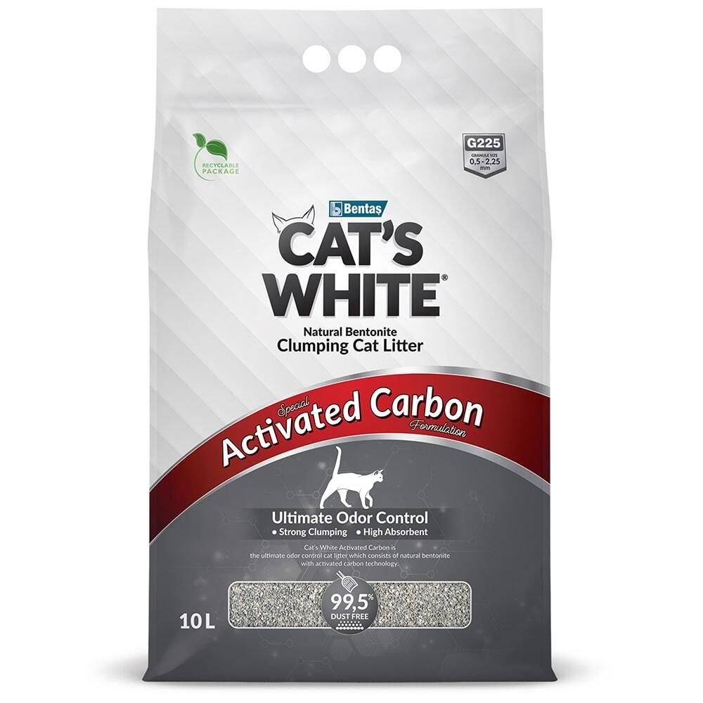 Наполнитель для кошачьего туалета Cat's White Activated Carbon комкующийся с активированным угле