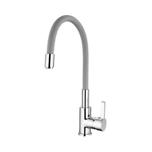 Смеситель для кухни 35к L4898-9 Ledeme силиконовый излив Серый+хром, латунь