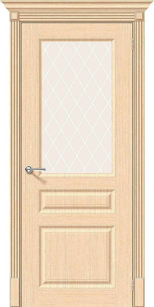 Дверь Статус-15 / Цвет Ф-22 (БелДуб) / Стекло White Сrystal / Двери Браво