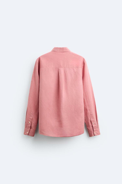 ZARA РУБАШКА ИЗ СМЕСОВОГО ЛЬНА, ПУДРОВО-РОЗОВЫЙ