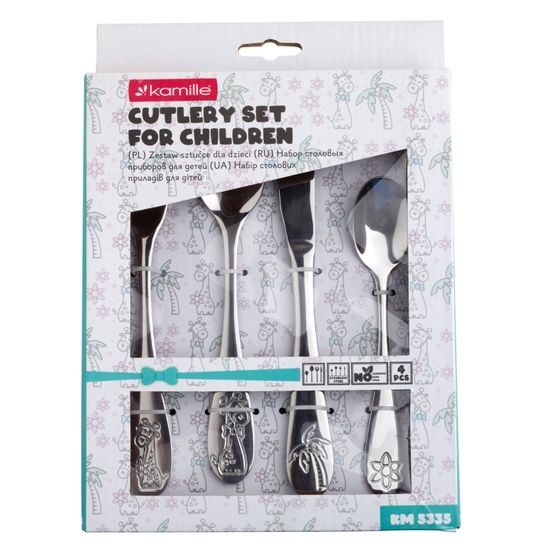 Набор детских столовых приборов 4 предмета Kamille KM 5335 из нержавеющей стали