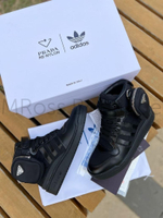 Черные высокие кеды Prada Re Nylon Adidas (Прада) с сумочками люкс класса