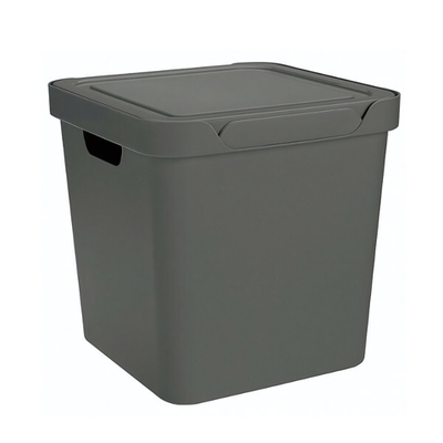 Ящик с крышкой универсальный "luxe", 286х286х286 мм, 18л (серый)