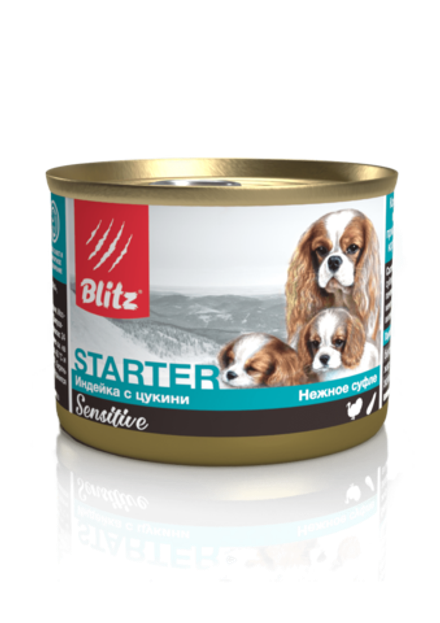 Blitz 200г конс. Sensitive Starter Влажный корм для щенков и беременных собак Индейка и цукини
