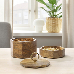 IKEA GOKVÄLLÅ  (ИКЕА ГОКВÄЛЛÅ)  -  Коробка с крышкой, дерево, 17x17x23 см