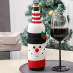 костюм для бутылки вина снеговик новогодний (красный, белый)