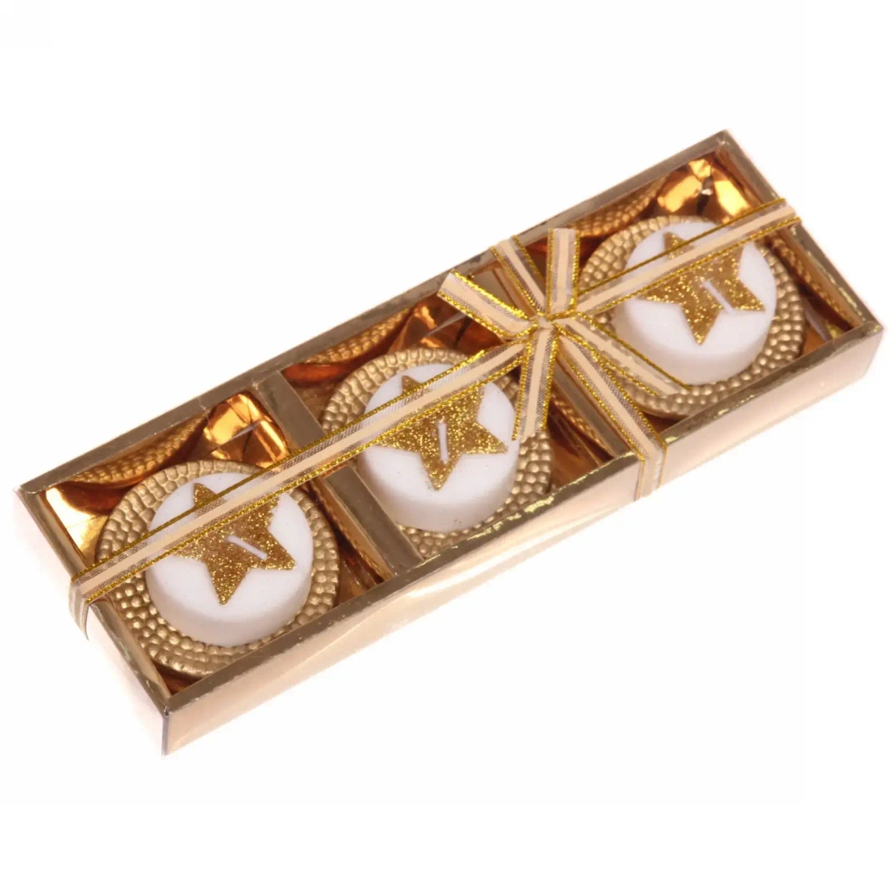 Свечи новогодние «Звезда» 25*8,5*3 см (набор 3 шт), золото