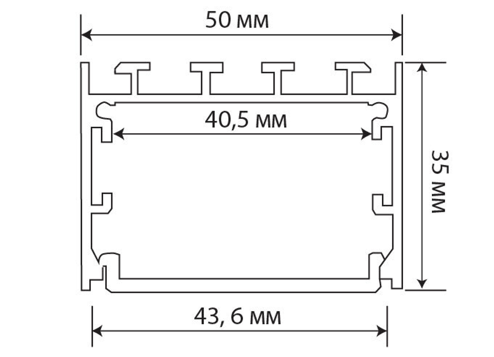 Накладной алюминиевый профиль,  50х35х2000. Цвет: Анодированное серебро, Серия:DN8ALE
