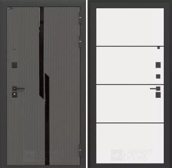 Входная металлическая дверь CARBON (Карбон) 25 Белый софт, черный молдинг / Графит Лофт