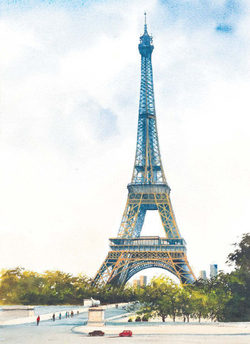 Нарисуй Париж акварелью по схемам. Ты – художник!