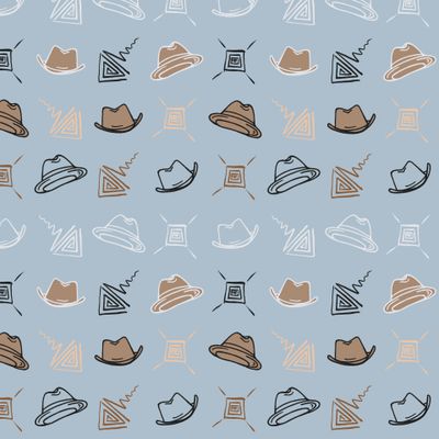 Шляпы на синем фоне