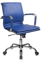 Кресло руководителя Бюрократ CH-993-Low синий эко.кожа низк.спин. крестов. металл хром