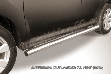 Пороги из нержавейки Mitsubishi Outlander XL (2009-2013) d76 труба (черный цвет)
