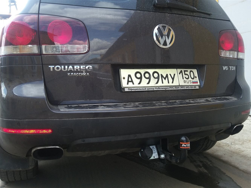 Фаркоп для Volkswagen Touareg I SUV 2002-2010гг. (без электрики) (паспорт и сертификат) AvtoS.VW20