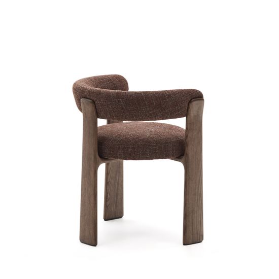 Granite Стул на 3 ножках из коричневого шенилла и массива ясеня в отделке орех Испания La Forma