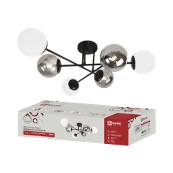Люстра под лампу AURORA EASY-6G9WHSM-BL 6xG9 матовые и дымчатые плафоны, черный корпус IN HOME