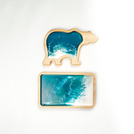 Набор деревянных менажниц из кедра для подачи блюд и закусок "мишка" и "поднос". MGN9