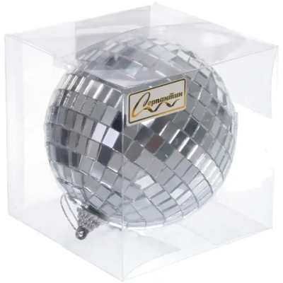 Новогодний шар 10 см «Shining Disco», Серебро