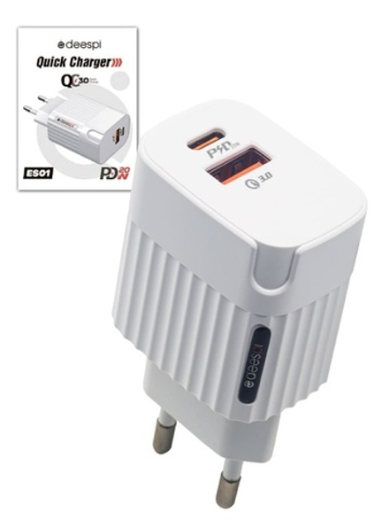 Сетевой адаптер питания DEESPI ES01 QC3.0+PD20W (белый)