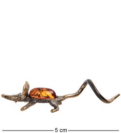 Народные промыслы AM-3018 Фигурка «Мышь-штопор» (латунь, янтарь)