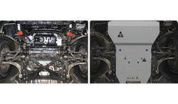 Защита картера и КПП Rival для Audi A8 D4 (V - 3.0; 4.0; 4.2) 2009-2013/Audi A8 D4 рестайлинг (V - 3.0; 4.0) 2013-2018, алюминий 4 мм, с крепежом, 333.0323.1
