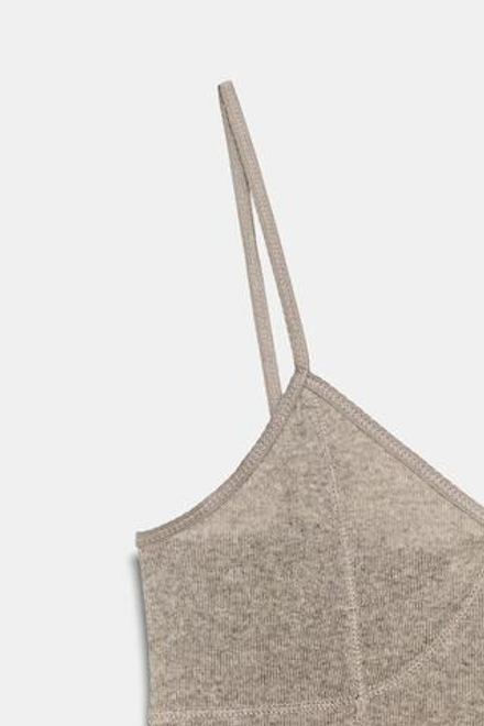 ZARA ТОП НА БРЕТЕЛЯХ ИЗ ХЛОПКА, КОРИЧНЕВЫЙ МЕЛАНЖ