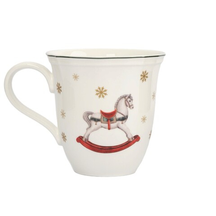 Кружка лошадь и елка 380 мл фарфор