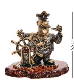 Народные промыслы AM-2759 Фигурка «Капитан у штурвала» (латунь, янтарь)