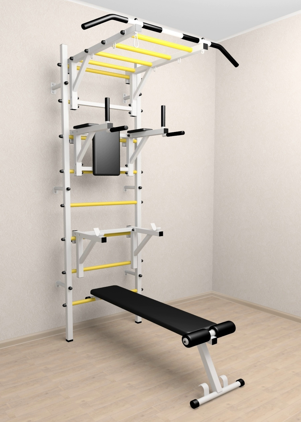 Шведская стенка Sv Sport усиленная 626 (Турник рукоход/Брусья/Стойка/Скамья)