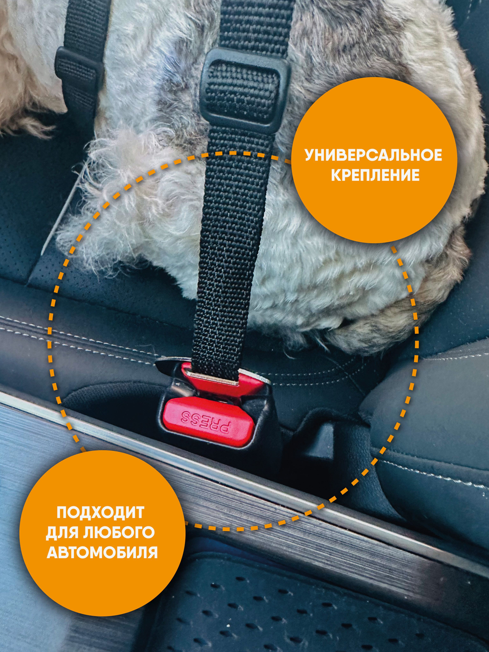 Автомобильная шлейка с ремнем безопасности, Монморанси,черный, M