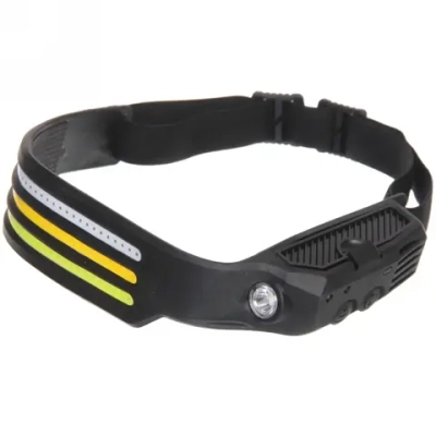 Фонарь налобный светодиодный 3COB + 1W 8 режимов. аккумуляторная батарея 800mAh, USB