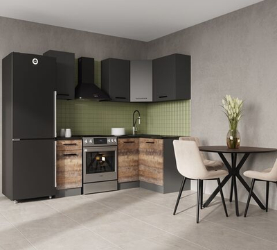 Кухонный гарнитур угловой Трансильвания 2000х1200 столешница 26 мм (с отдельно стоящей плитой)